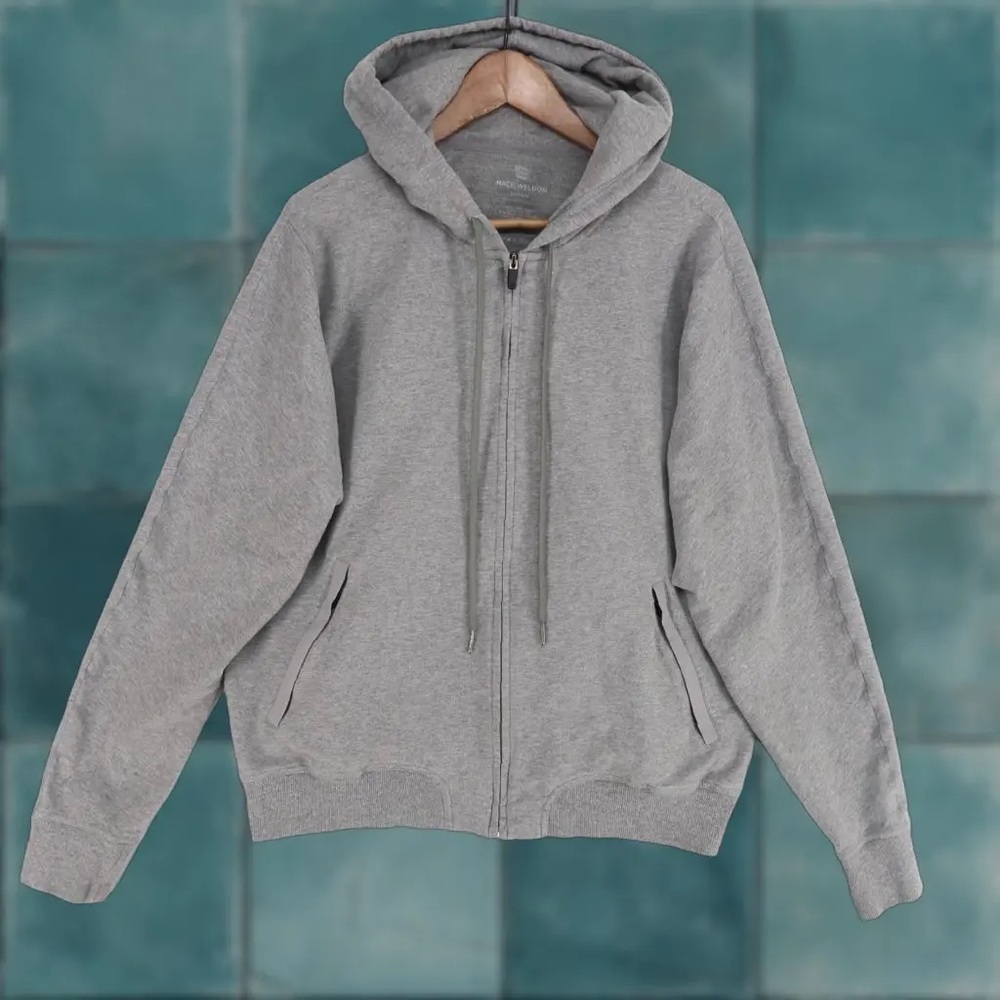 Mack Weldon Full Zip Hoodie in Grey‎ Heather in Size L